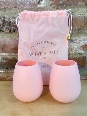 Odeme: Silicone Wine Glasses, Set of 2 with Carrying Pouch. Brand New.